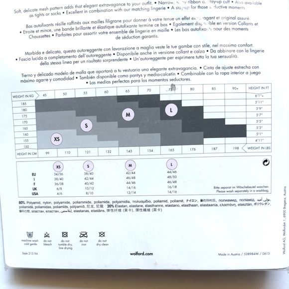 NWT Wolford, size small, stay up black net stockings - Picture 4 of 5